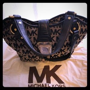 Michael Kors black monogram satchel